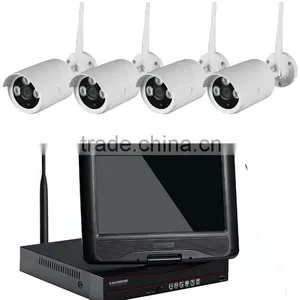4ch 720p 10 Inch LCD Monitor 2.4G Wireless WiFi NVR Kit Home Security Alarm System thumbnail-1
