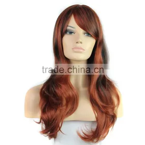 Wholesale Price Red Color Synthetic Wig Long Body Wave Style thumbnail-1