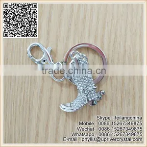 Fine Silver Shoes Keychain Crystal Diamond Key Ring For Promontion thumbnail-3