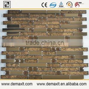Brown Crystal Strip Glass Mosaic Tile for Balcony Wall Decor thumbnail-1
