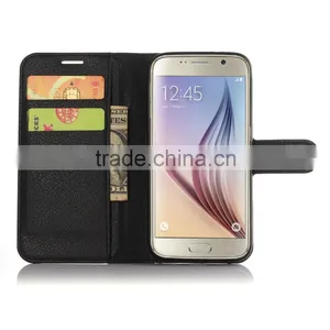 HOT SELLING Luxury Case for Samsung GALAXY S7 PU Lichee Leather Flip Cover With Wallet thumbnail-2