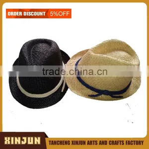 WATERPROOF NAVY PANAMA STRAW HAT thumbnail-4
