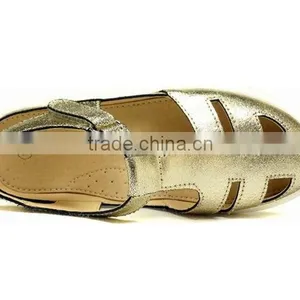 2016 Summer Beautiful Girls Closed Sandals With Gold Genuine Leather thumbnail-2
