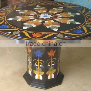 Marble Stone Inlaid Round Shape Coffee Table Top thumbnail-1