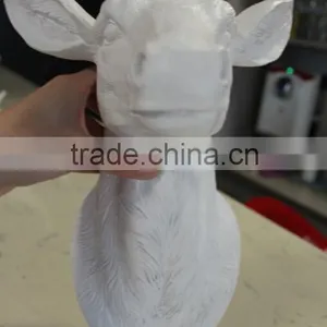 Hand Painted Custom Wall Mounted White Resin Deer Antler thumbnail-4