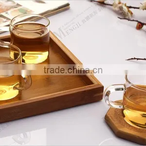 Glass Tea Saucer/Bamboo Saucer Coaster/Bamboo Tea Serving Tray thumbnail-2
