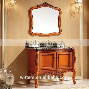 WTS-8021A French Double Ceramics Sink Rubber Solid Wood Bathroom Vanity Cabinets With Matching Mirror thumbnail-6