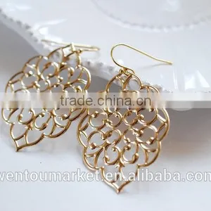 Large Gold Moroccan Filigree Earrings Boho Chic Bohemian Dangle Earrings thumbnail-1