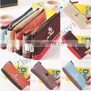 Lovely Canvas Student Storage Zipper Pencil Case Bag thumbnail-1