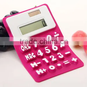 Office&business Promotional Gifts Silica Gel 8 Digits Waterproof Solar Flexible Silicone Soft Rubber Calculator thumbnail-1