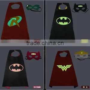 Quality Customized Luminous Logo Printing Glowing in Dark Superhero Capes and Mask thumbnail-3