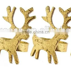 Personalized Handmade Color Painted Decorative Poly Resin Reindeer Napkin Rings Set thumbnail-1
