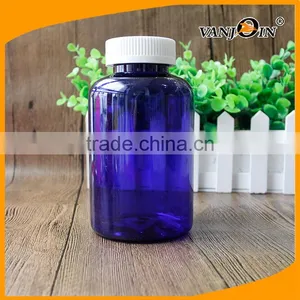 500ml PET Blue Plastic Pill Boston Bottle With Child Resistant Cap thumbnail-1