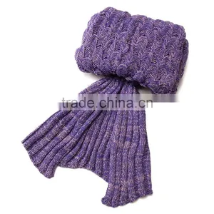 Christmas Gift Wholesale Custom Acrylic Material Kids Children Adults Knitted Crochet Mermaid Tail Blanket thumbnail-3