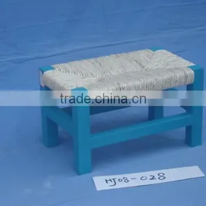 Blue Solid Wooden Children Chair Rush Seat thumbnail-1