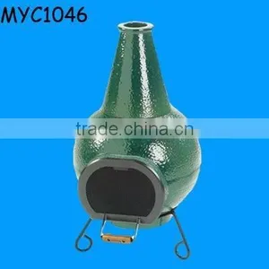 Hand Made Green Clay Chiminea thumbnail-1