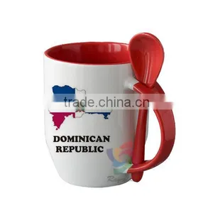 Drinkware 12oz Promotion Red Mug With Spoon on Handle, Coffee Printing Mug thumbnail-1