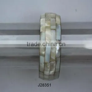 Mother of Pearl Mosaic Bracelet on Brass Base thumbnail-1