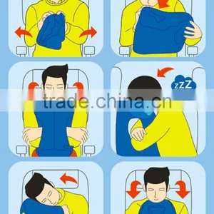 Toprank New Design Folding Automatic PVC Flocking Concave Shape Tray Table Inflatable Travel Pillow For Airplane Office Nap thumbnail-6