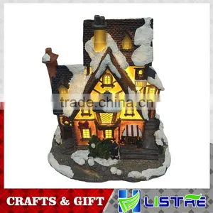 Resin Lighted Christmas Decoration House With Music thumbnail-4