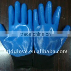 Welding Gloves . 13G Black Nylon With Blue Nitirle Smooths Finish Coating , Nitirle Working Safety Gloves thumbnail-1