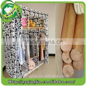 Solid Wood Simple Folding Oxford Fabric Wooden Clothes Wardrobe thumbnail-4