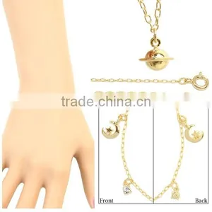 Gold Cross Tiny Zircon Charms Bracelet Multi Strand Colorful Thread Gold Chain Bracelet thumbnail-4