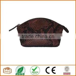 Leather Cosmetic Pouch Cognac Python Black thumbnail-1