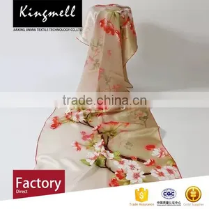 Custom Women's Elegant Floral Silk Scarf Made in China thumbnail-1