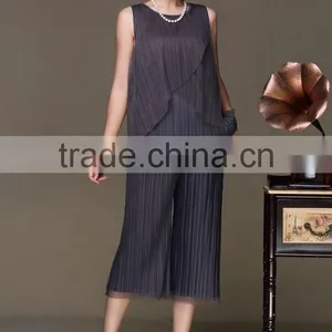 Pleat Sleeveless Solid Women Summer Pant Suits thumbnail-6