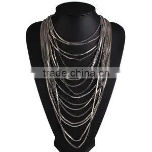 2016 Europe and the United States the New Multilayer Long Thin Chain Necklace thumbnail-3