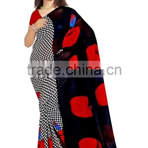 Black & Grey Saree With Blouse Material thumbnail-4