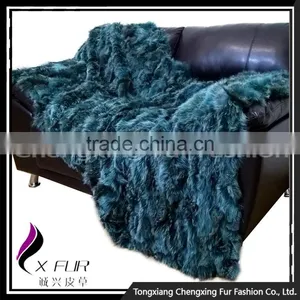 CX-D-87 Home Decora Patchwork Fox Fur Throw Fur Blanket thumbnail-1