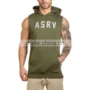 2016 Hooded Sleeveless Undershirt Cotton Sport Vest Waistcoat Sleeveless Tank Top Mens Fitness Hoodies Sweatshirts thumbnail-2