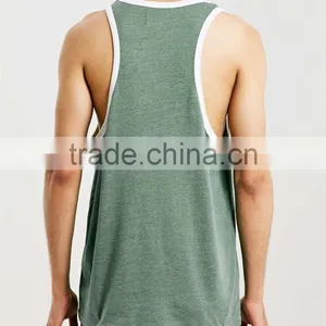 Trade Assurance Supplier Cheap Wholesale Green and White Ringer Gym Vest for Men thumbnail-2