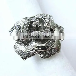 Crystal Rings, Silver Flower Rings, Elegant Flower Ring for Woman thumbnail-1