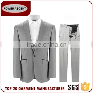 Wholesale Men Classic Arrow Lapel Fashion 1-Button Gray Trim Suits For Sale thumbnail-4