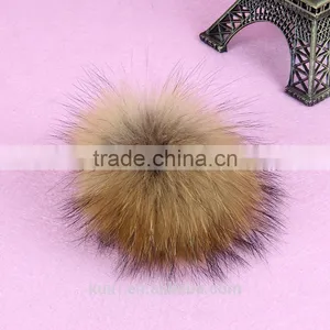 10-15cm Genuine Raccoon Fur Pom Poms Fur Balls DIY for Children Knitted Cap Gloves Keychain Beanies Jewelry Accessories thumbnail-2