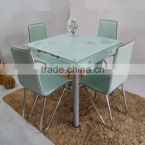 2016 High Quality Popular New Modern Design Glass Expandable Dining Set thumbnail-1