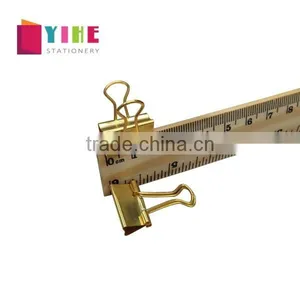 Gold Steel Binder Clip Creative Studen Stationery Office File Clip thumbnail-1