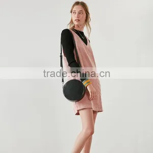 V Neck Pink Dyed Corduroy Front Pockets Sleeveless Vest Dress for Girl thumbnail-5