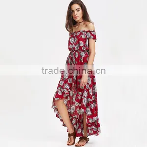 Scarlet 2017 Irregular Hem and Off-shoulder Chiffon Ladies Long Dress thumbnail-2