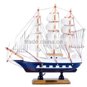 2pc Wooden Sailing Boat Ship Model Decor Collection 6 Tones thumbnail-2