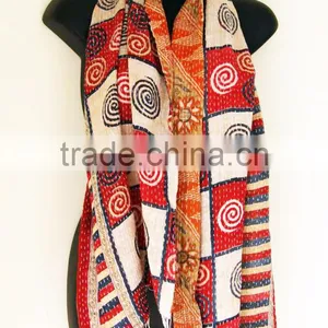 Buy Indian Vintage Ethnic Kantha Work Cotton Stole / Scarve Online thumbnail-1