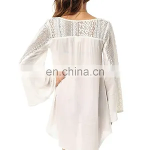 C2 Crochet Trim Cover-Up Ladies Beach Kaftan thumbnail-2