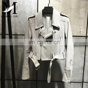 New Fashion Zipper Short Slim Leather Jacket Suppliers Genuine Womens Leather Jacket thumbnail-1