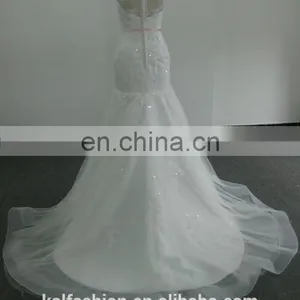 EBX-151 Delicate V-neck Sequin Lace Pink Belt Wedding Gown thumbnail-2