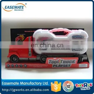 Newest Removable Container Truck With Diecast Car Road Signs Set ( Red ) thumbnail-1