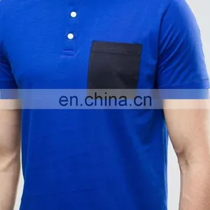 Blue Color Men Jersey Button Tshirts With Pocket thumbnail-4