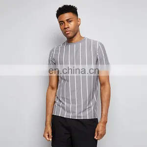Latest Design Cheap Wholesale Fashion Stripped Printing Men Short Sleeve t Shirt thumbnail-2